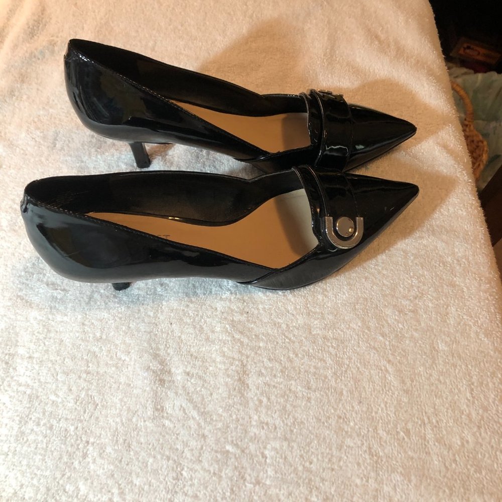 Black Patent Leather Kitten Heels